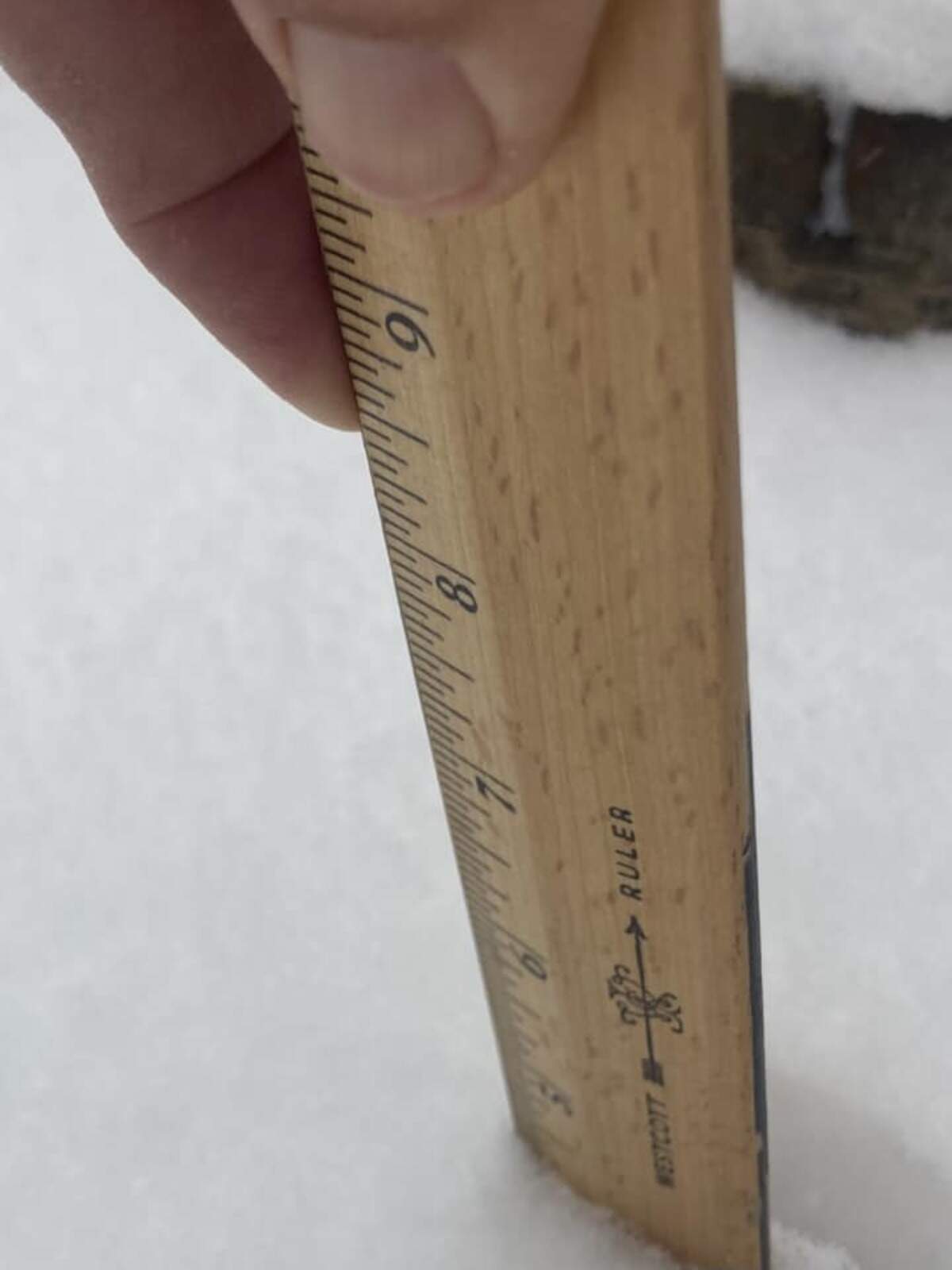 Tina Cook sent in this photo of the height of the snow near Saucier.