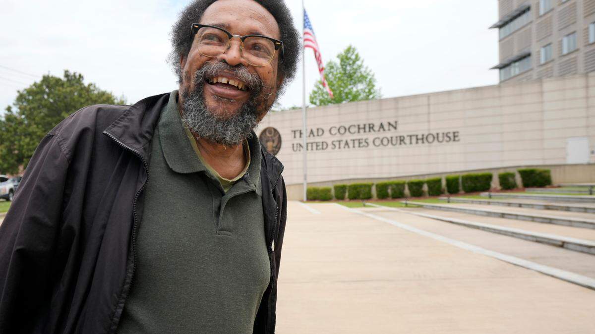 Civil rights activist and Jackson resident Frank Figgers prepares to enter the Thad Cochran U.S. Courthouse in Jackson earlier this year. Figgers opposes a Mississippi law that would create a court in part of Jackson with a judge and prosecutors who would be appointed rather than elected.