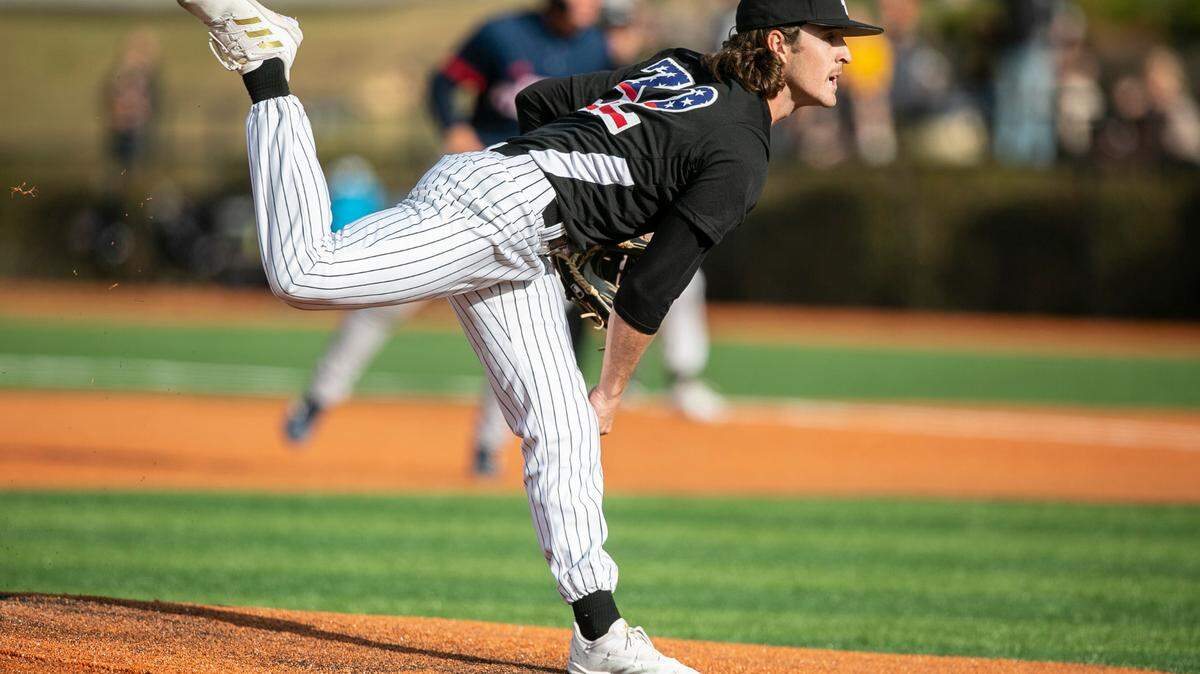 Southern Miss pitcher Garrett Ramsey throws a pitch during a game against Florida Atlantic University at Pete Taylor Park in Hattiesburg on Saturday, March 19, 2022.
