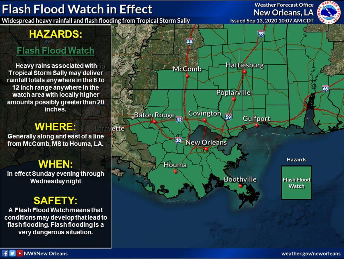 Flash flood watch as of Sunday