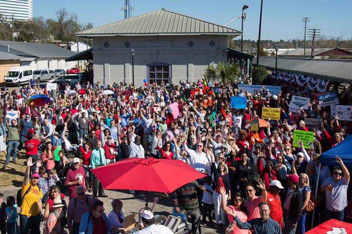 Crowds gather in Tallahassee, Florida for the inspection train arrival in 2016. Now that Amtrak passenger trains are expected to begin operating in 2023 from New Orleans, through South Mississippi to Mobile, there is talk or reopening service across the Florida panhandle that was suspended in 2005 after Hurricane Katrina.
