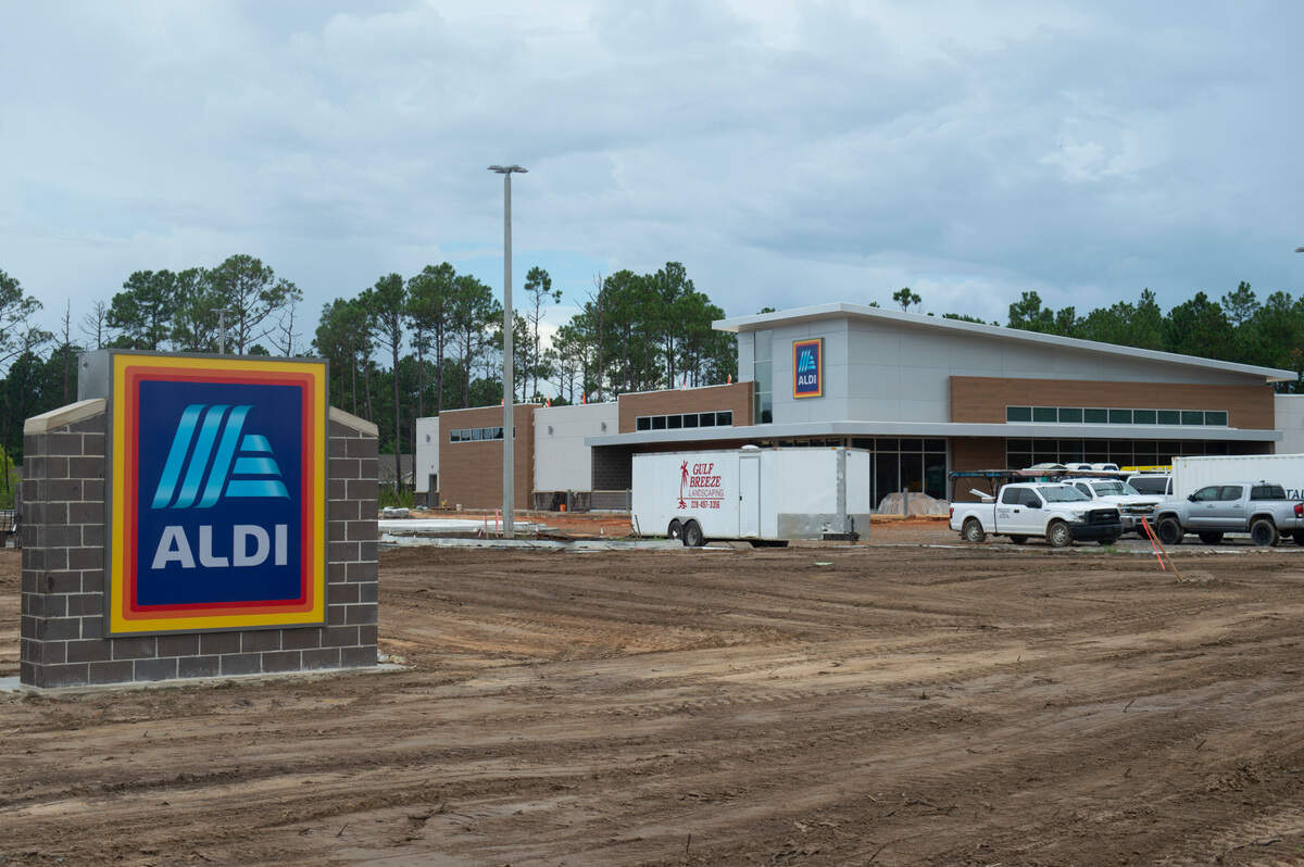 Work continues on a new ALDI grocery store on U.S. 90 in Ocean Springs on Monday, Aug. 1, 2022. The location plans to open on Aug. 24, 2022.