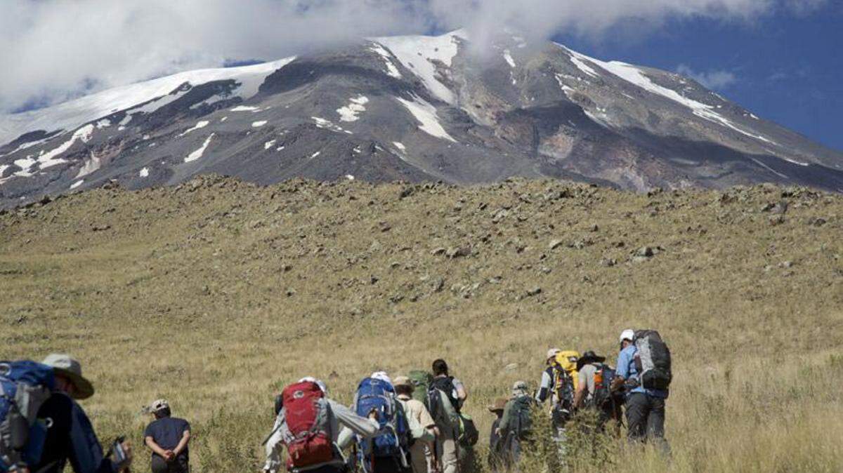 COURTESY 'FINDING NOAH'A film crew, explorers and their guides approach the foot of Mount Ararat in 'Finding Noah.'