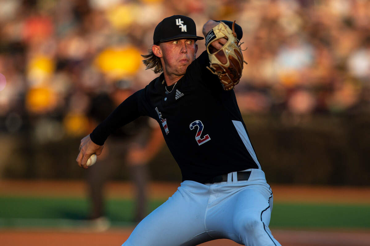 Hurston Waldrep throws a pitch against LSU during Game Four of NCAA Regionals at Pete Taylor Park in Hattiesburg on Saturday, June 4, 2022.
