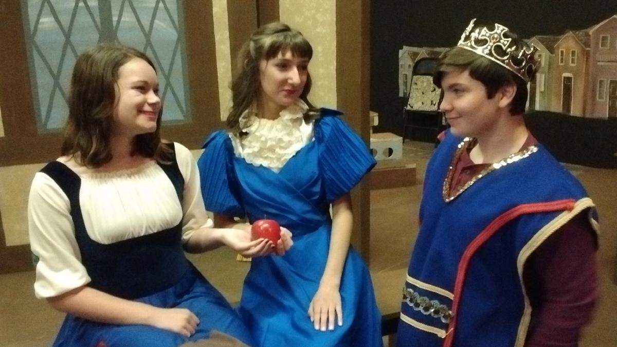 Center Stage Theatre's cast members, Rylee Chennault , left, Arthur Girabelle, and Mattie Millet
