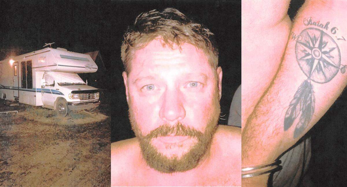 Photos taken by U.S. Marshals show Jacob Blair Scott after his capture at an RV park in Oklahoma on Wednesday, Jan. 29, 2020.