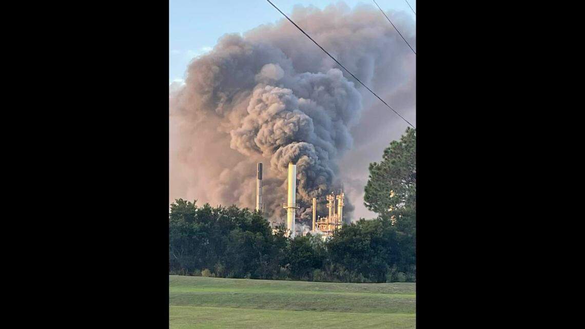 A massive fire and explosion at an industrial plant in Glynn County, Georgia, prompted evacuations in area neighborhoods on Nov. 7, authorities said.