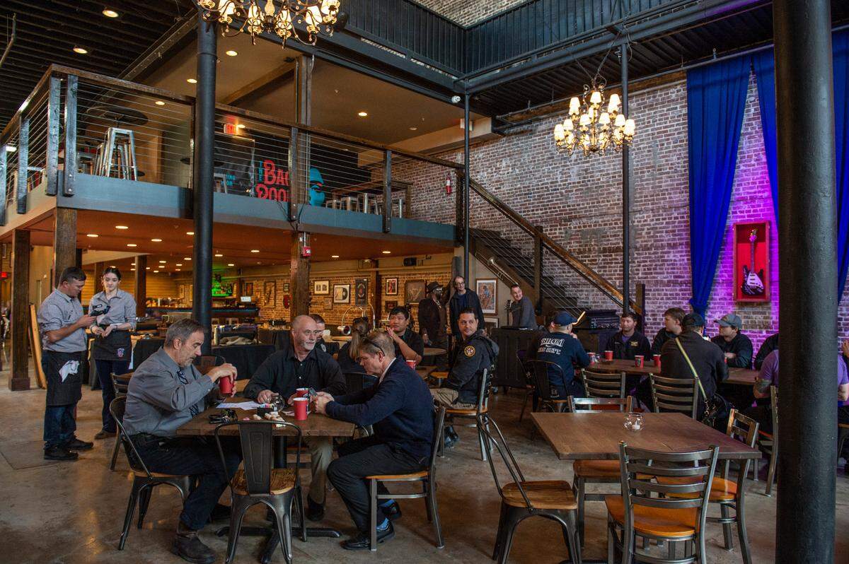Biloxi’s first responders are treated to a lunch at the new Ground Zero Blues Club in Biloxi on Thursday, Feb. 10, 2022.