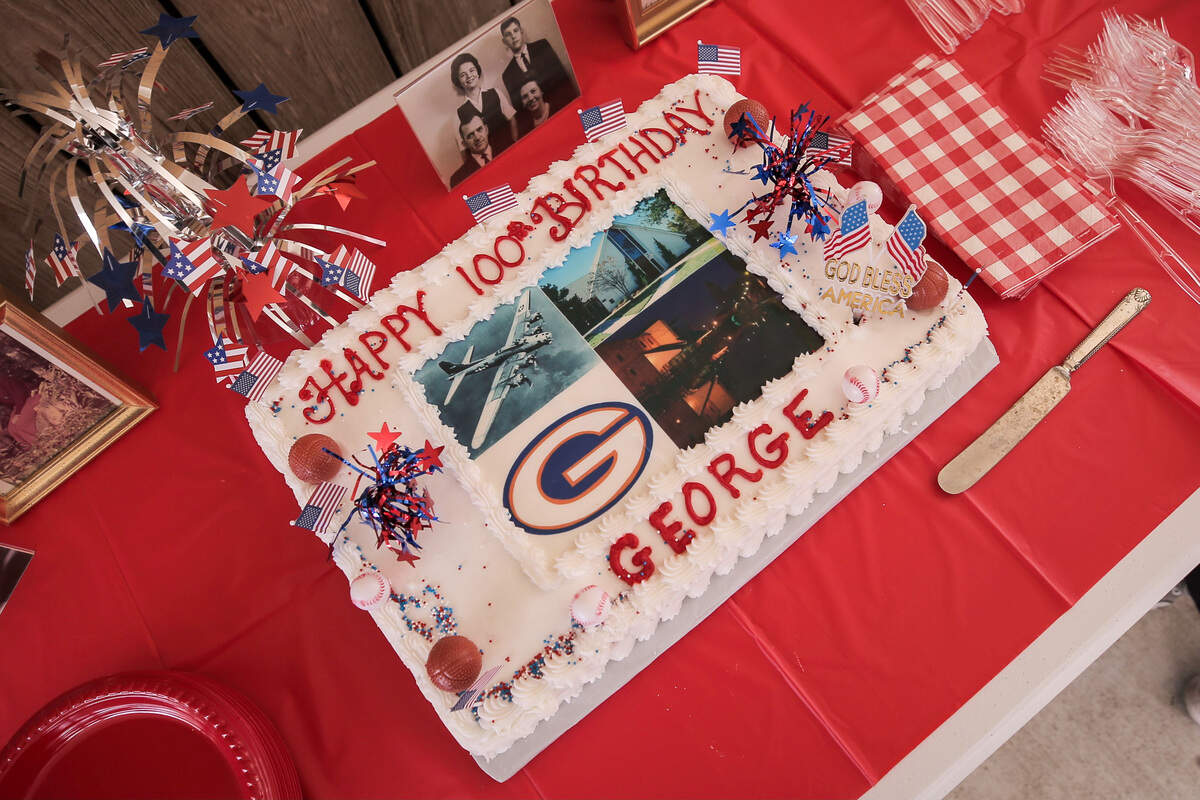 George Roberts’ 100th birthday cake represented four parts of his life: his birthplace in England, his service in the military, his home in Gulfport and the church he helped to charter Trinity United Methodist Church. His family came together to celebrate his birthday Sunday, Feb. 28, 2021, at his home in Gulfport.