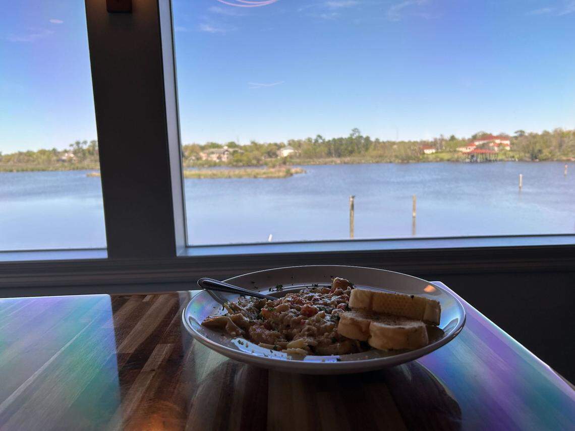 The seafood pasta and Bayou Bernard from the Blow Fly Bar and Grill in Gulfport, Mississippi.
