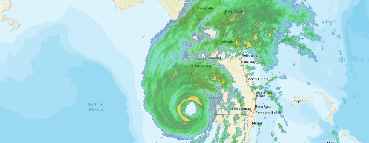 The radar image from the National Weather Service shows Hurricane Ian is bringing torrential rain to Florida as Hurricane Ian prepares to make landfall on Wednesday.