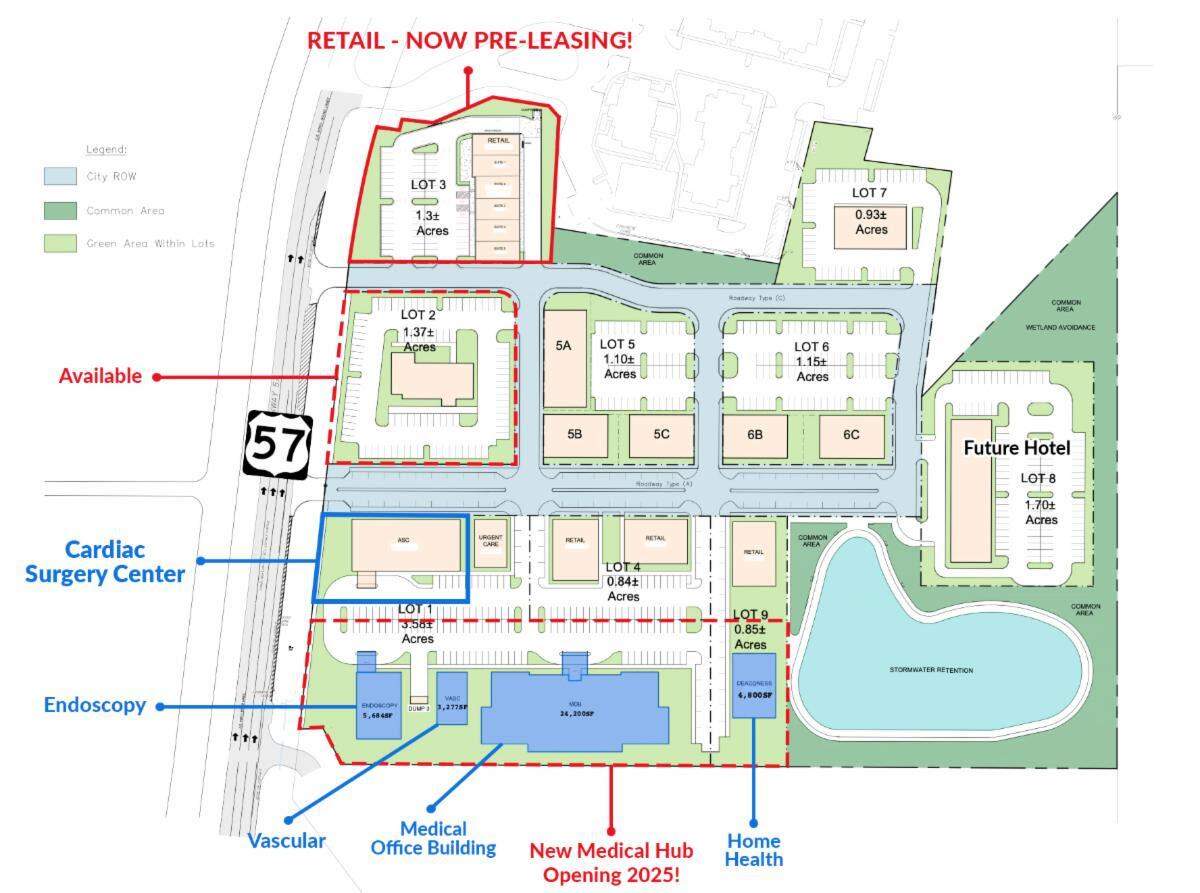 This rendering of Legacy Park shows how the medical, retail and hotel project in South Mississippi will be laid out.