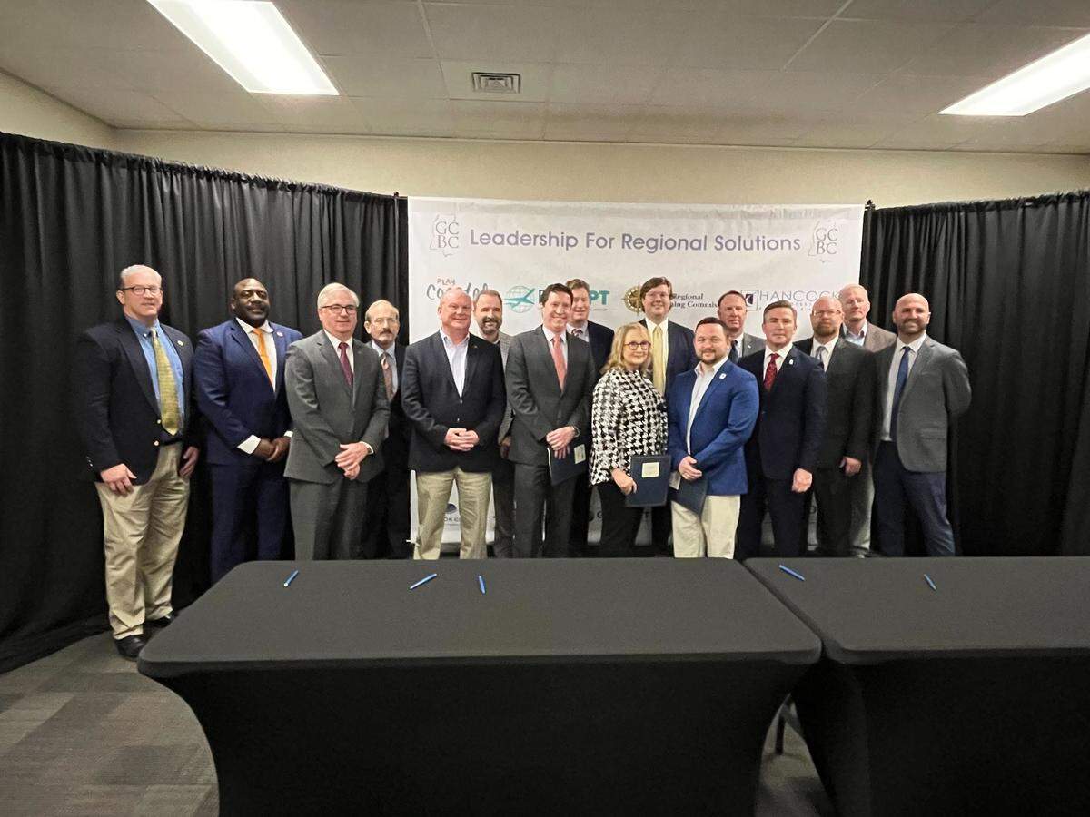 Mississippi Coast business representatives and legislators at a press conference on Friday, Jan. 26, 2024.