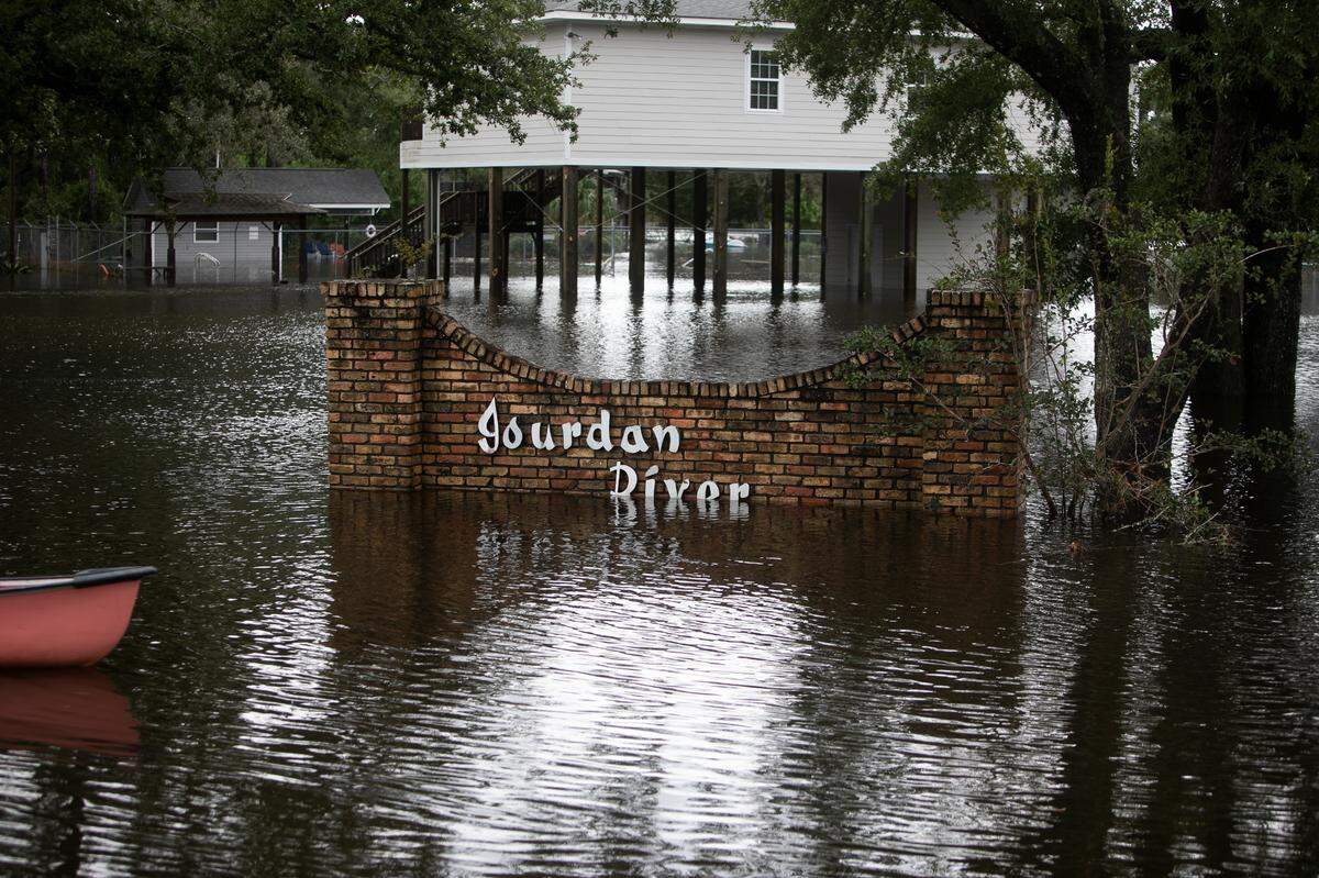 Pontiac Drive in the Jourdan River Shores community in Kiln dealt with more than 8 feet of floodwater from Hurricane Ida on Aug. 30, 2021.