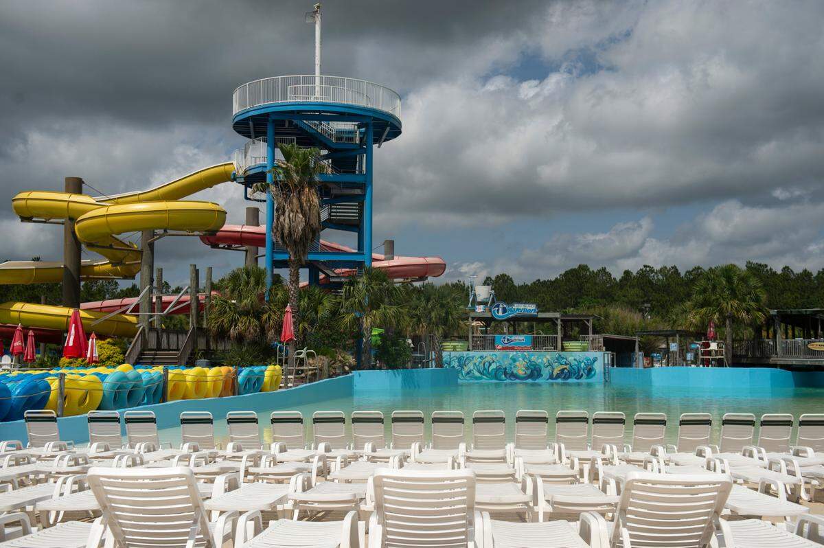 The wave pool at Gulf Islands Waterpark in Gulfport on Thursday, May 15, 2025.