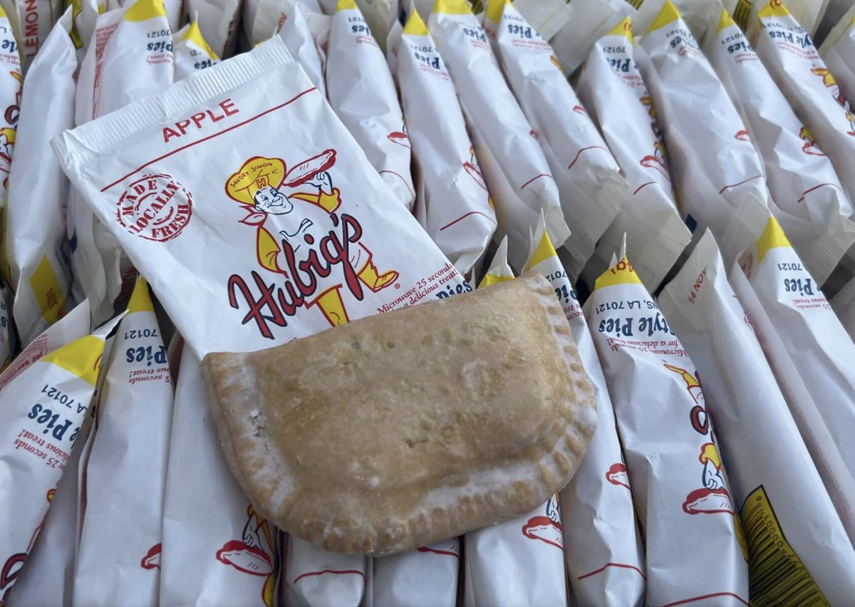 An apple Hubig’s Pie from the first batch distributed by the New Orleans company on Nov. 6, 2022, more than a decade after fire destroyed its original home.