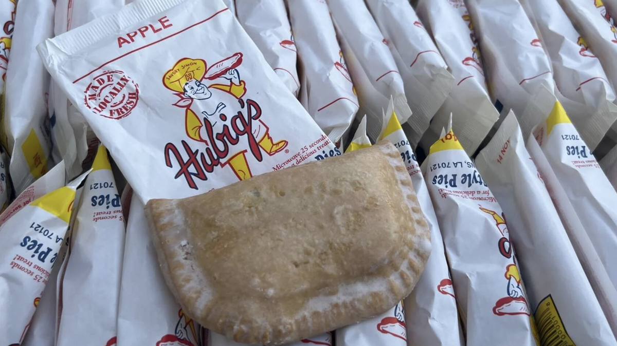 An apple Hubig’s Pie from the first batch distributed by the New Orleans company on Nov. 6, 2022, more than a decade after fire destroyed its original home.
