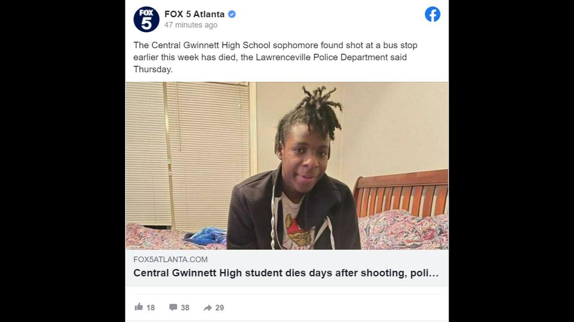 Timothy Barnes Jr., 16, has died days after police say he was ambushed in a shooting as he waited at a school bus stop in Lawrenceville, Georgia.