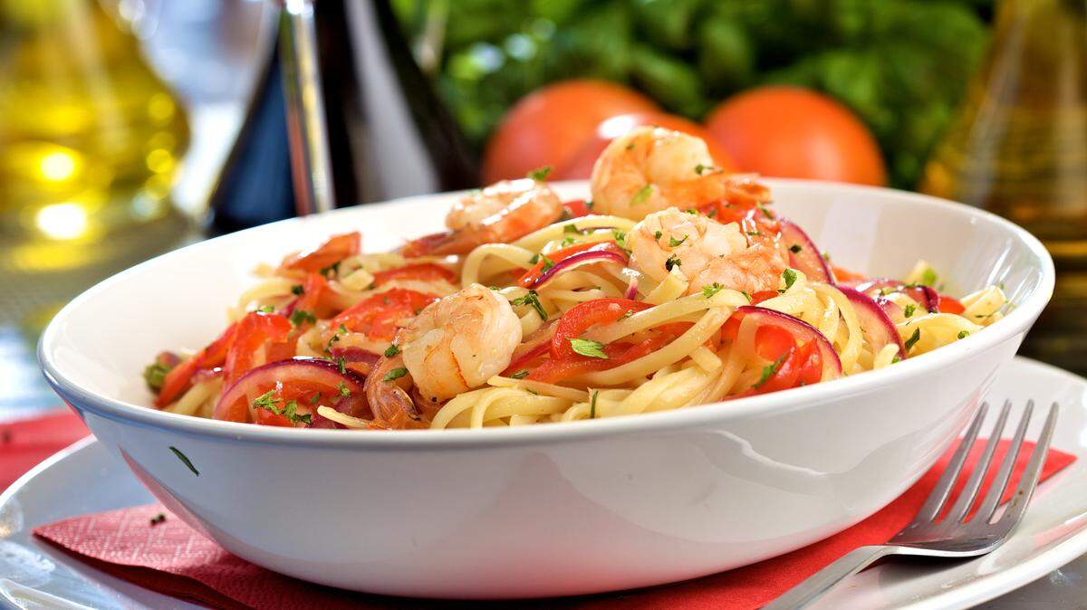 A colorful pasta salad with shrimp is a delicious lighter dish that is a switch from some heavy holiday meals.
