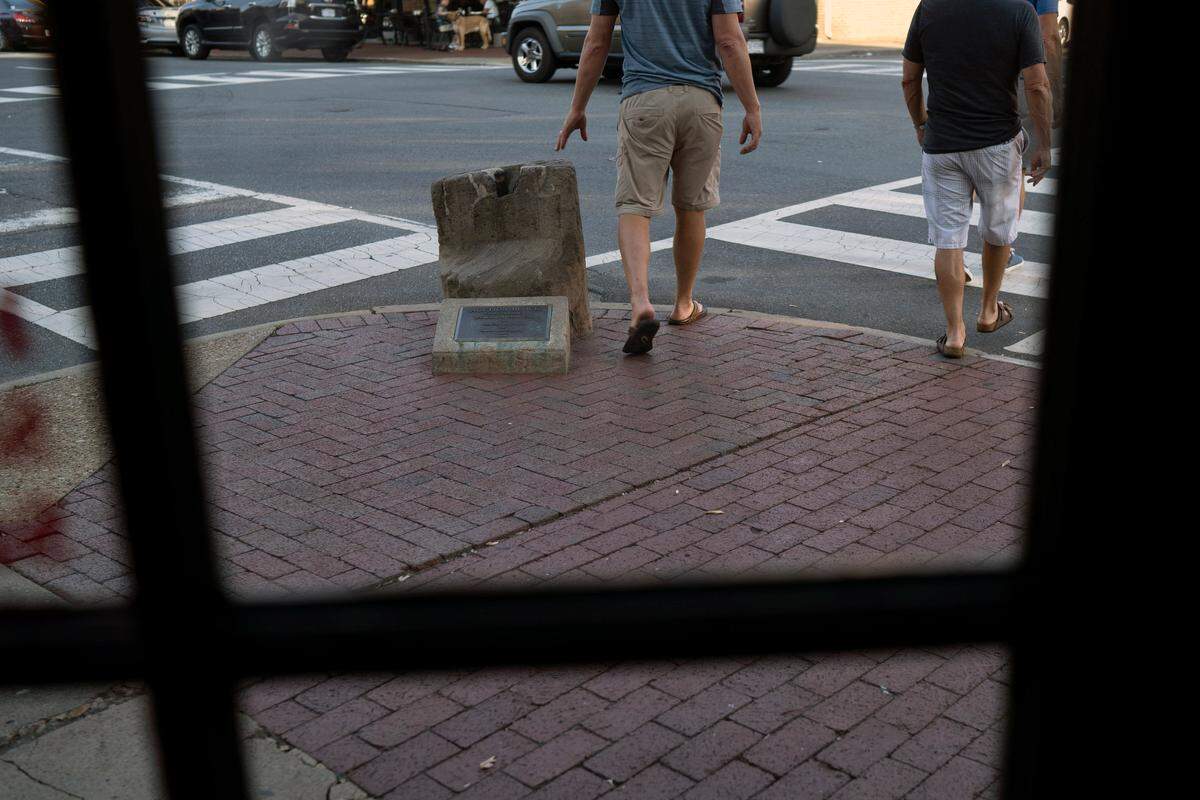A slave auction block in Fredericksburg, Va., July 10, 2018. The legacy of the Confederacy has become so embedded in the South’s daily life that it will take more than the removal of a statue here, or a plaque there, to address it.