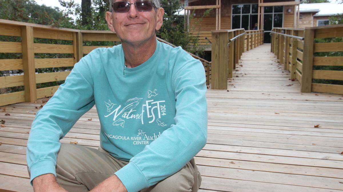 JOHN FITZHUGH/SUN HERALDMark LaSalle, director of the Pascagoula River Audubon Center, sits on the back deck of the center's new location on Oct. 3.