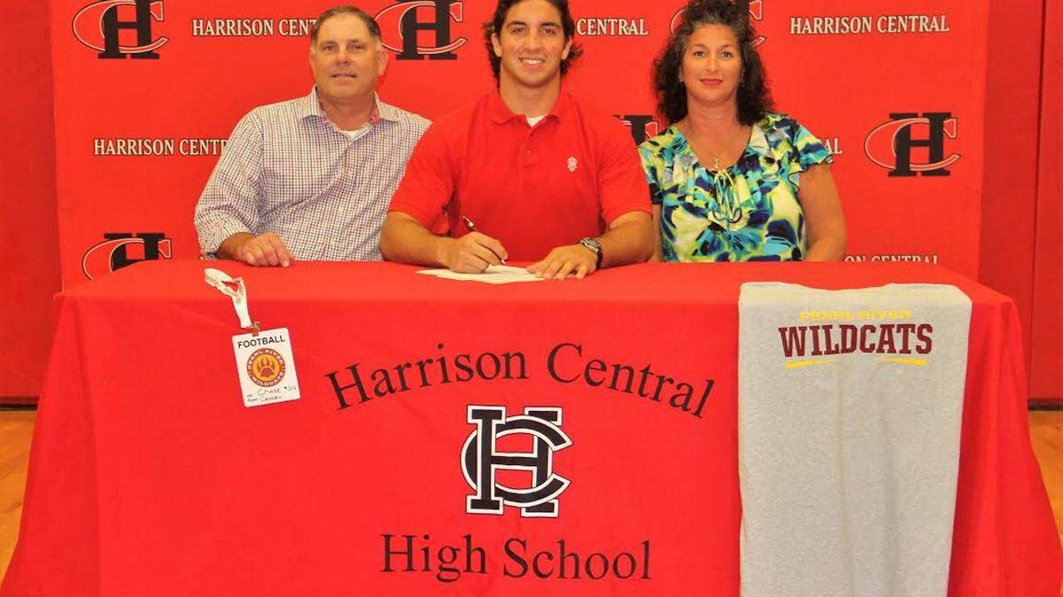 SUBMITTED 
 Former Harrison Central football standout Chase Crosby recently signed a scholarship at Pearl River Community College.