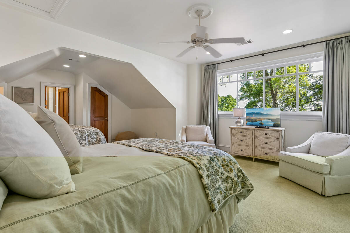 A bedroom overlooking pristine waterfront property on the market in Ocean Springs for $7 million.