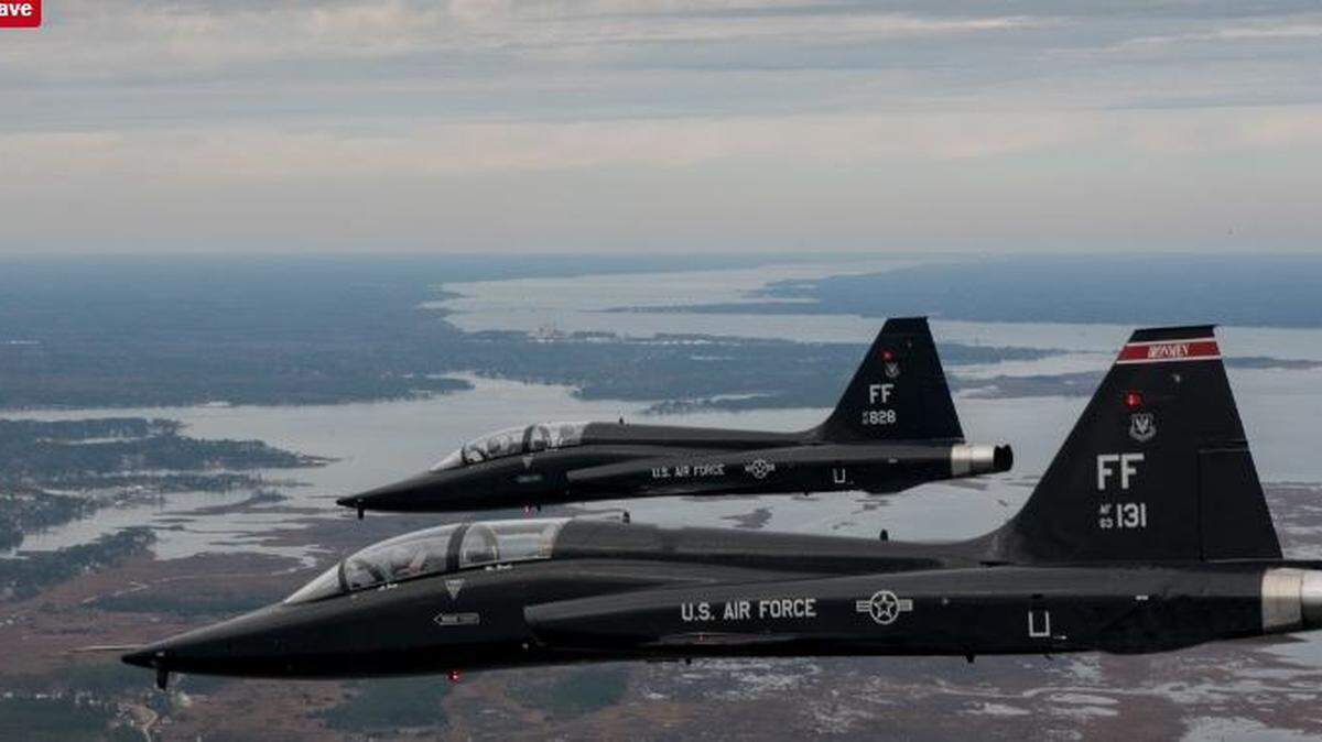 A T-38 Talon, like those shown here, crashed near Columbus Air Force Base in northeast Mississippi on Wednesday. Both pilots ejected safely, the Air Force says.