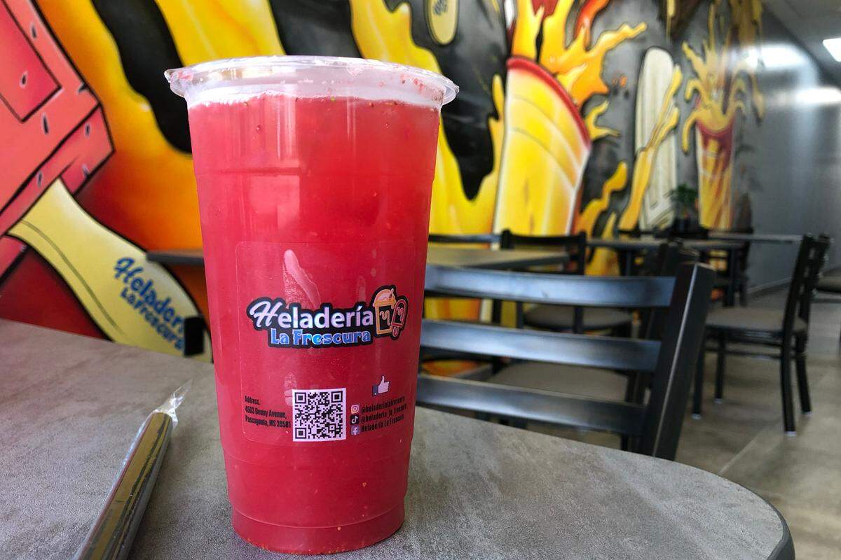 The strawberry aqua fresca at Heladeria La Fescura in Pascagoula on Wednesday, June 29, 2023.