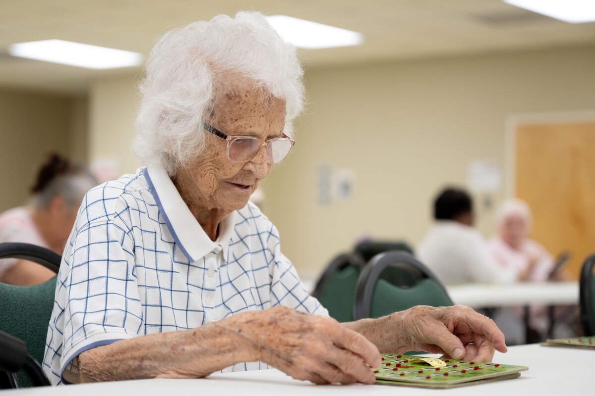 Helen Calehuff prepares her bingo cards at the Lyman Senior Center on Tuesday, June 30, 2026.