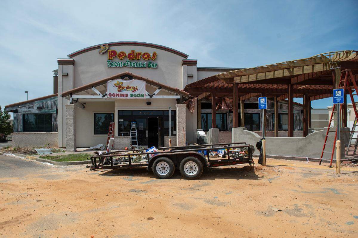 Construction continues at Pedros Tacos and Tequila Bar, a new taco restaurant coming to The Promenade in D’Iberville..