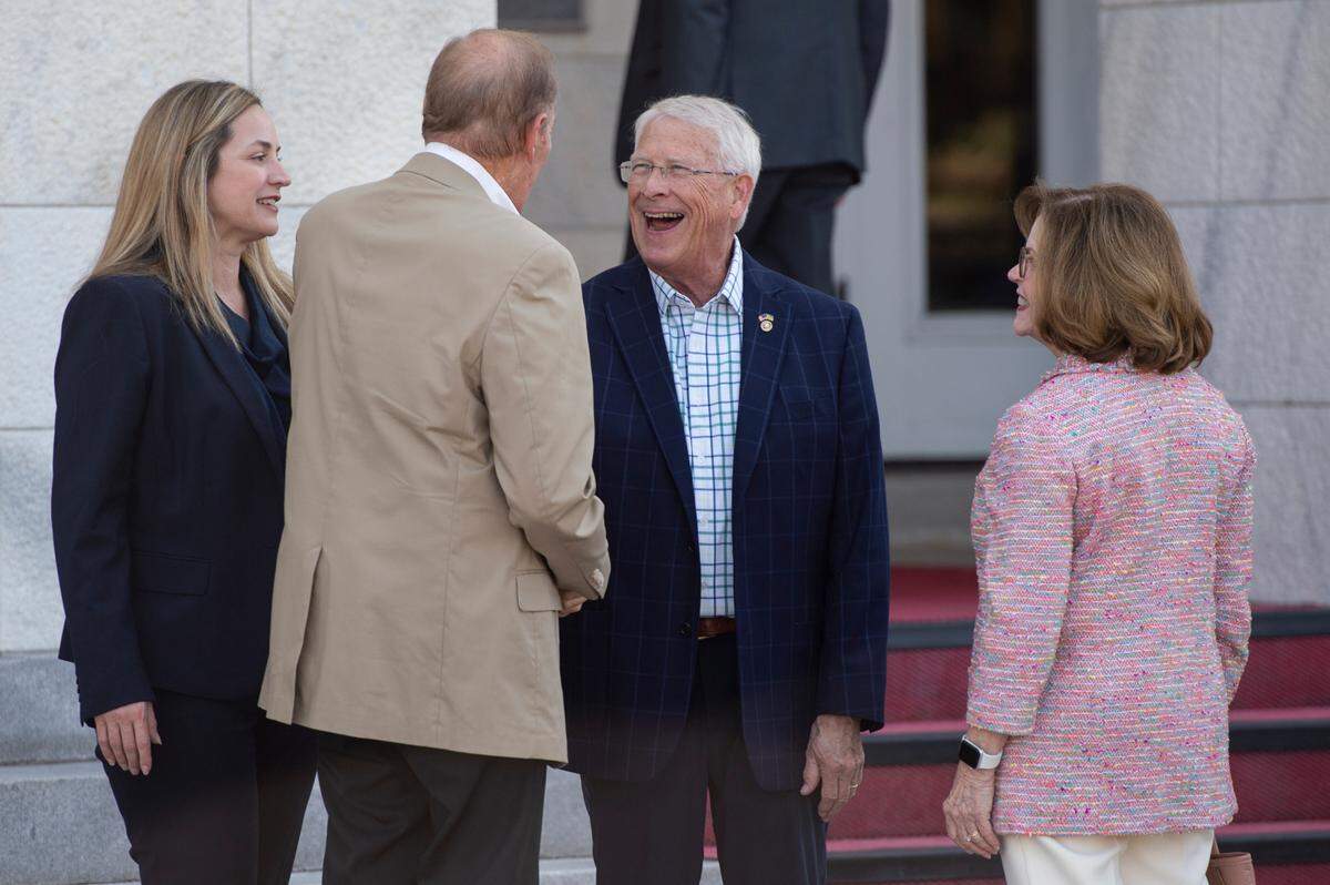 Sen. Rodger Wicker arrives at Biloxi City Hall in Biloxi, Miss. on Friday, Sept. 22, 2023, before a welcoming ceremony for Croatian President Zoran Milanović.