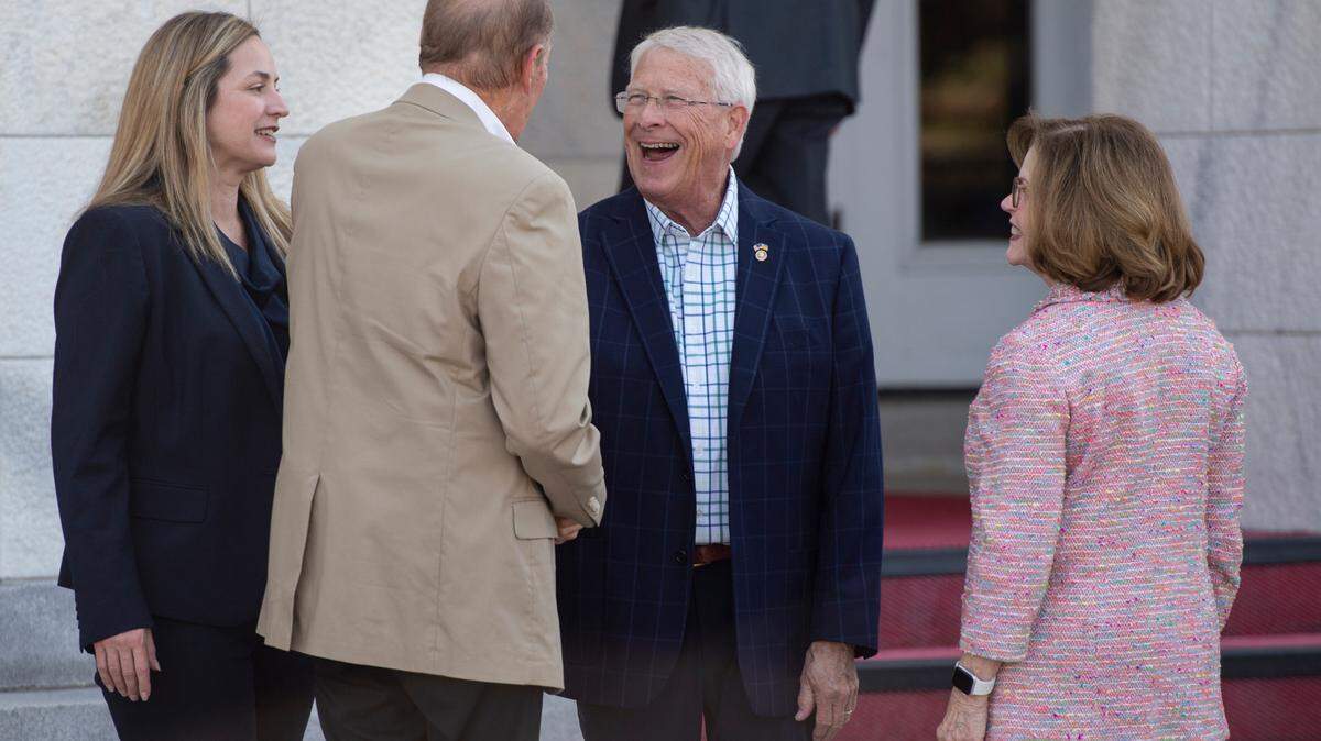 Sen. Rodger Wicker arrives at Biloxi City Hall in Biloxi, Miss. on Friday, Sept. 22, 2023, before a welcoming ceremony for Croatian President Zoran Milanović.
