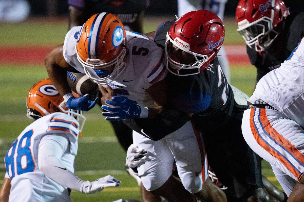 Gulfport running back Cooper Crosby (5) scored three touchdowns Friday in the Admirals’ victory over Pascagoula.