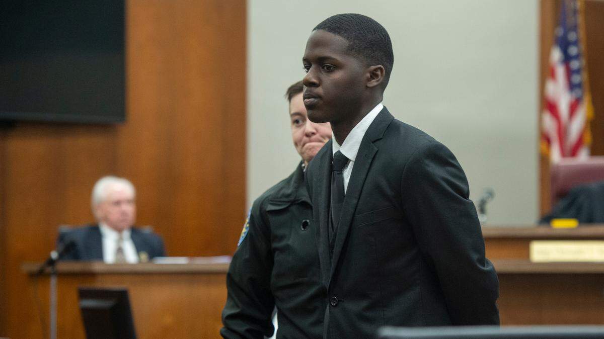 Izaun Baxter is escorted from the courtroom after Baxter’s guilty plea and conviction in Harrison County Circuit Court in Biloxi on Tuesday, March 12, 2024. Baxter was sentenced to 20 years, 10 to serve in prison and 10 suspended, on manslaughter charges after he caused a fatal crash killing Kevin North Jr. and Ollie Armstrong, a grandmother and child, while going over 80mph on Highway 90 in 2020.