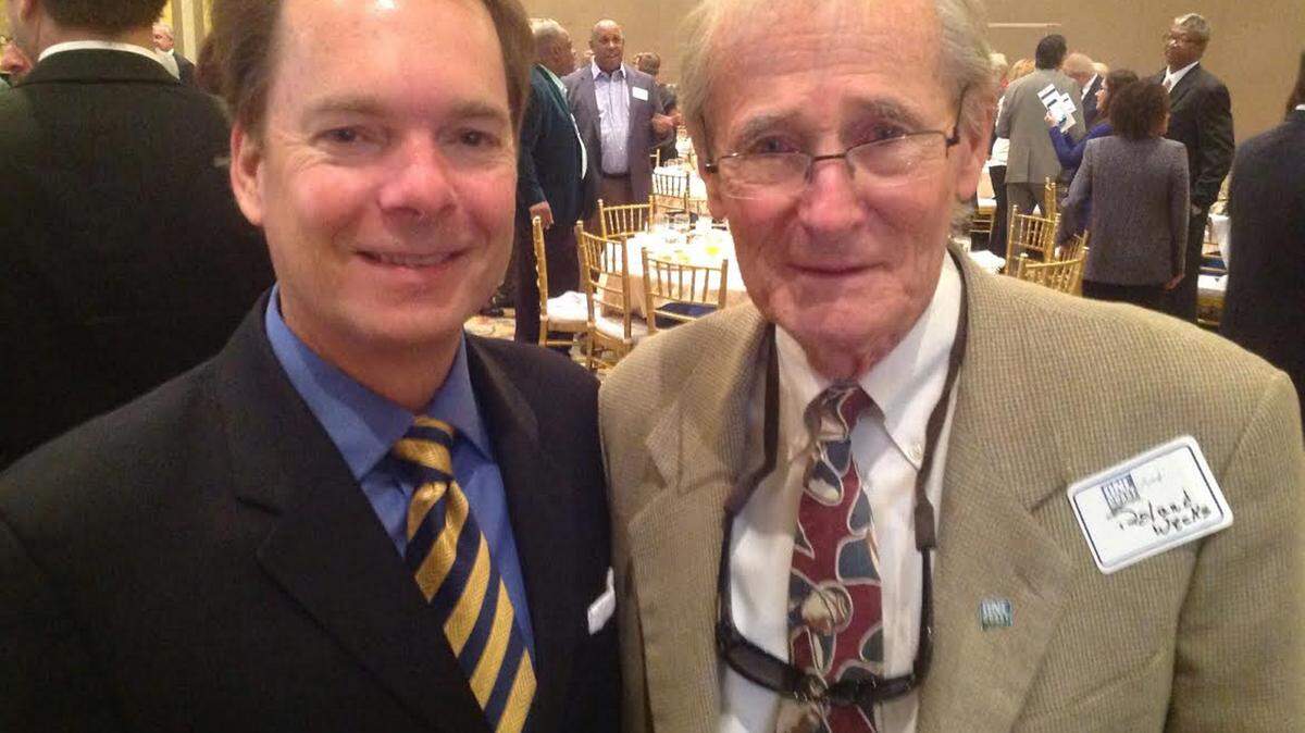 MARY PEREZ/SUN HERALD 
 Gulfport Mayor Billy Hewes, left, who introduced the "One Coast" phrase, and former Sun Herald publisher Roland Weeks, who has long advocated for regionalism, are among those who attended the One Coast Awards Tuesday at Beau Rivage Resort & Casino in Biloxi.