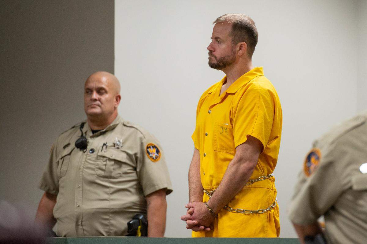 James Hawkins, a former Ocean Springs physics teacher, appears in Jackson County Circuit Court in Pascagoula on Friday, Dec. 1, 2023. Hawkins was charged with one count of sexual battery after allegedly having a relationship with a student.