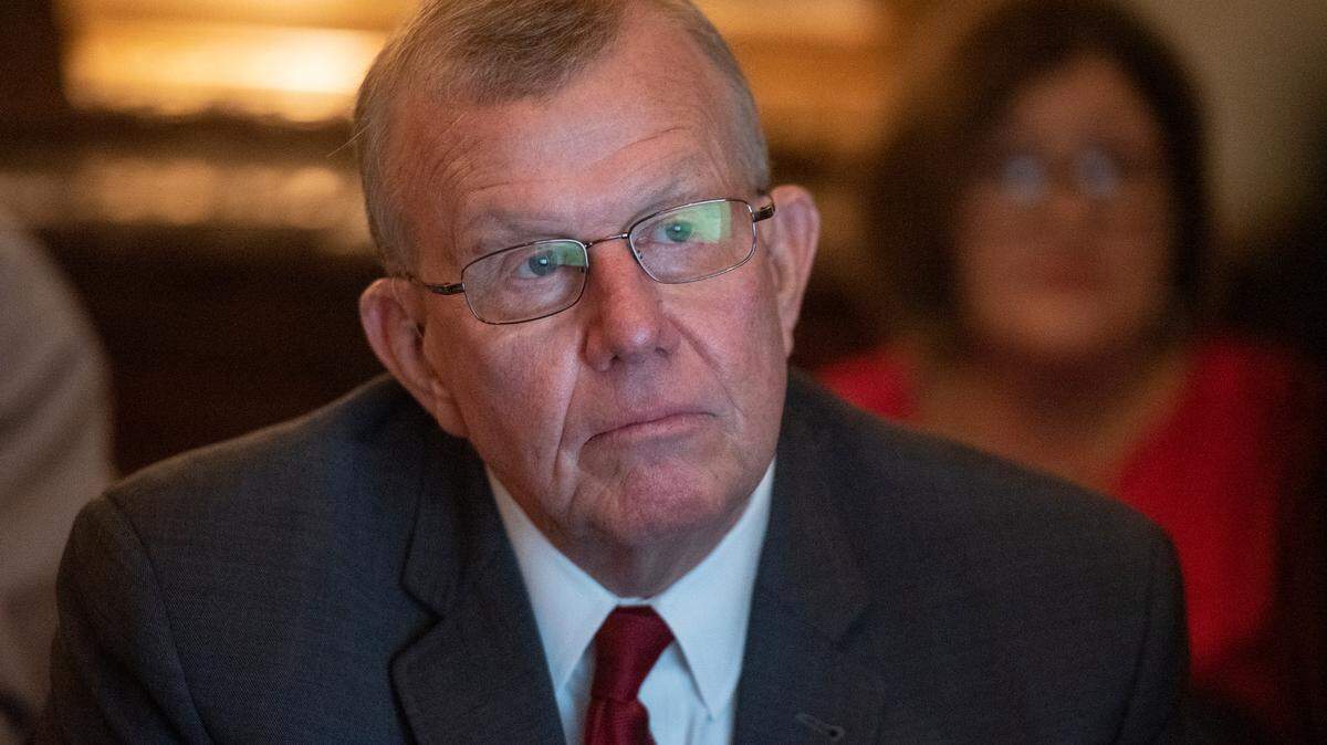 Jackson County Sheriff Mike Ezell, the Republican candidate for Mississippi’s 4th Congressional District, watches as results come in on election night at Grand Magnolia Ballroom and Suites in Pascagoula on Tuesday, Nov. 8, 2022.