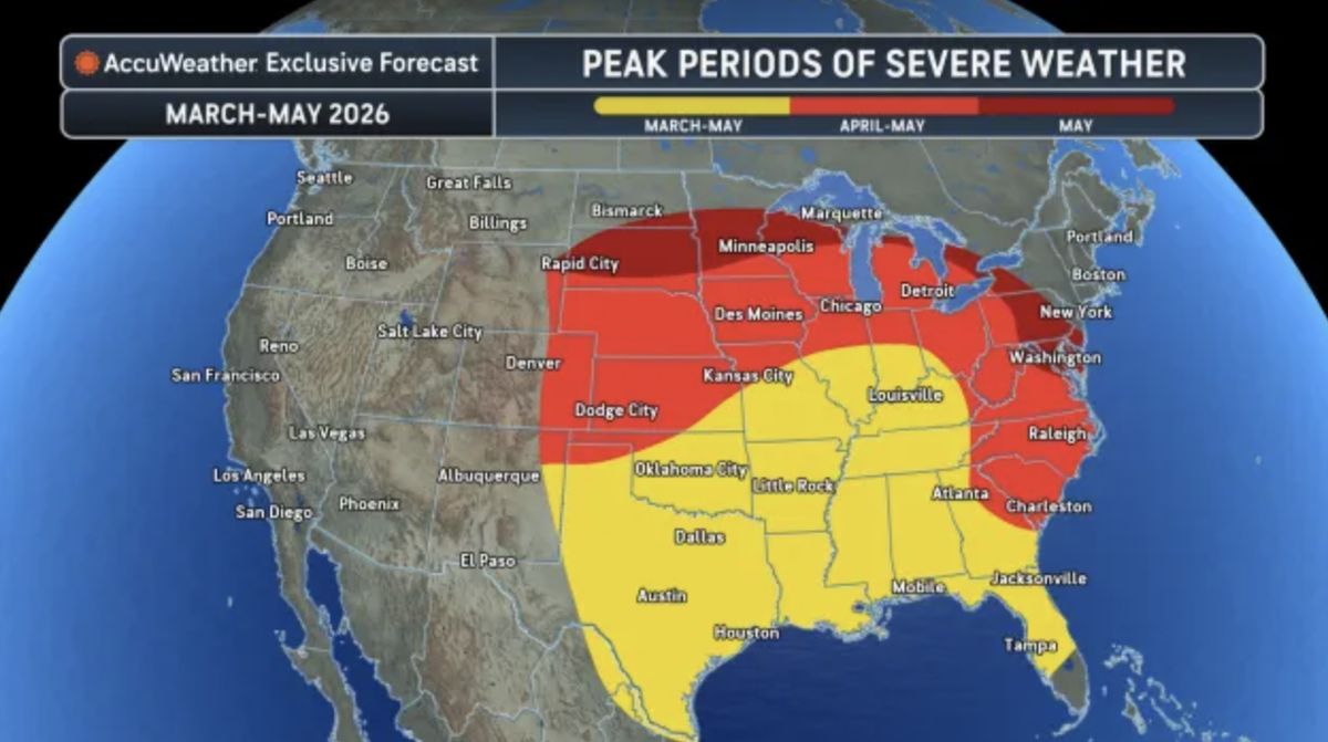 The Mississippi Coast could see severe weather this spring, from March to May, AccuWeather experts predict.