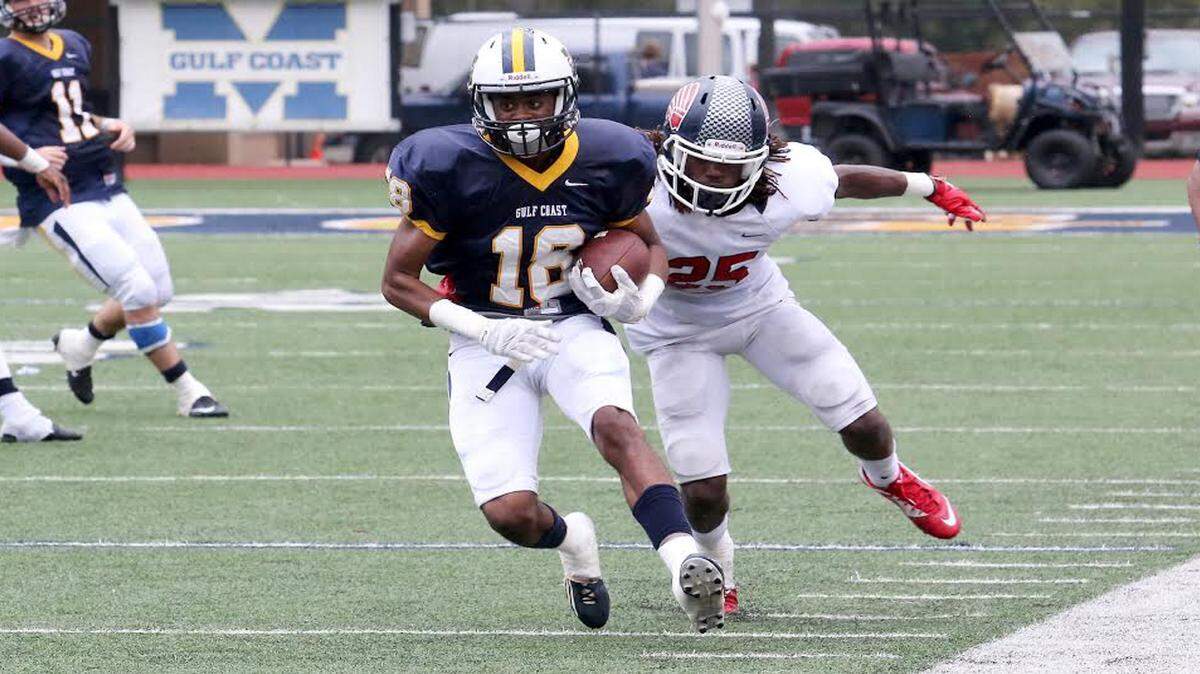 COURTESY MGCCC 
 Former Gulfport receiver Jonathan Nance (18) recently picked up an offer from Arkansas. The Mississippi Gulf Coast Community College receiver also holds an offer from Troy.