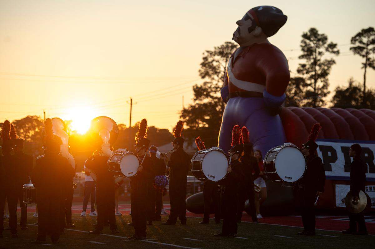 Pass Christian marching band before a game between Pass Christian and St. Stanislaus at Francis McDonald Stadium in Pass Christian on Friday, Sept. 20, 2024.