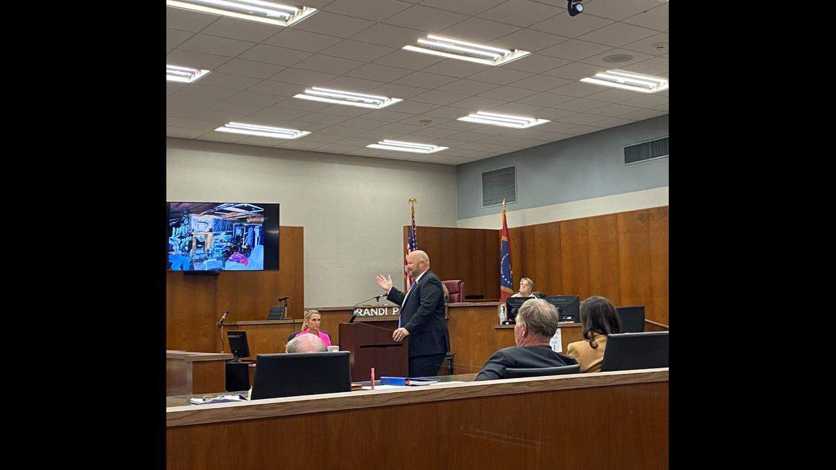 Harrison County Assistant District Attorney George Huffman presents closing arguments during the first-degree murder trial of David Thomas Jordan in Biloxi on Aug. 23, 2023.