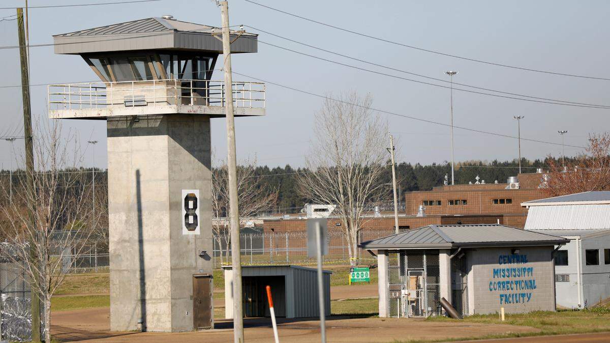 FILE - A watch tower stands high on the grounds of the Central Mississippi Correctional Facility, March 20, 2019, in Pearl, Miss. Incarcerated women in Mississippi were forced to mix raw cleaning chemicals without protective equipment, with one alleging she later contracted terminal cancer and was denied timely medical care, a federal lawsuit filed Wednesday, Feb. 14, 2024, alleges. (AP Photo/Rogelio V. Solis, File)