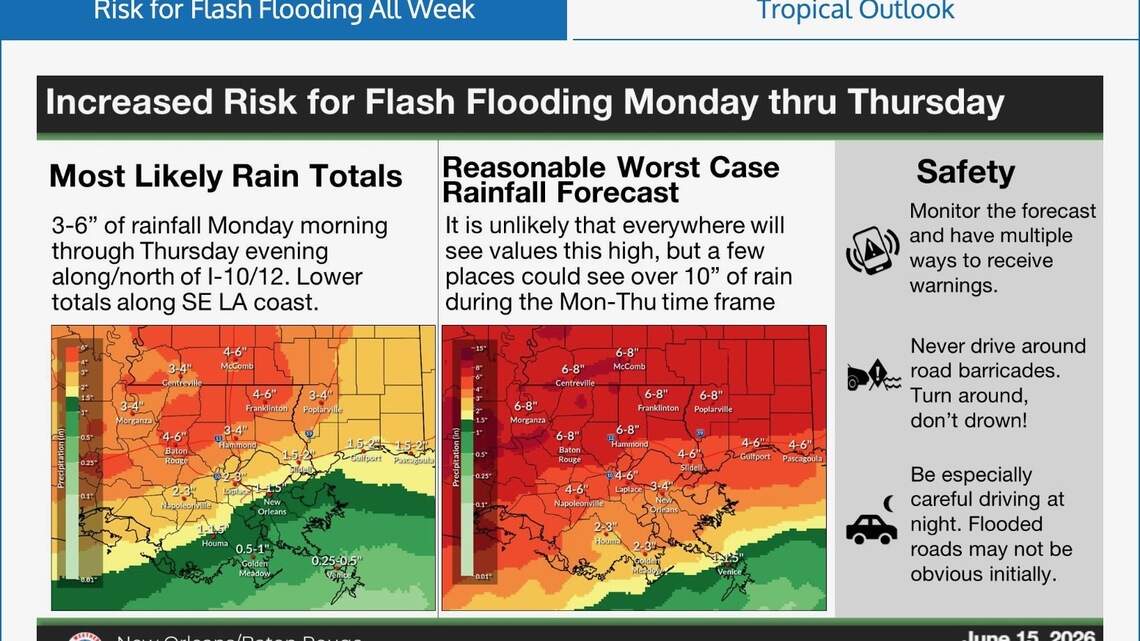 More heavy rainfall expected in South MS, LA. How much rain is coming?