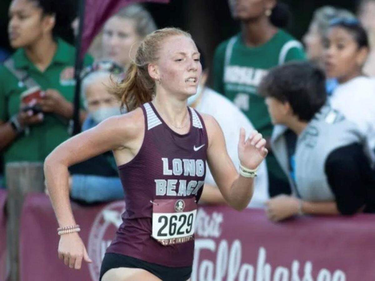 Long Beach runner Brooklyn Biancamano competing at an outdoor event