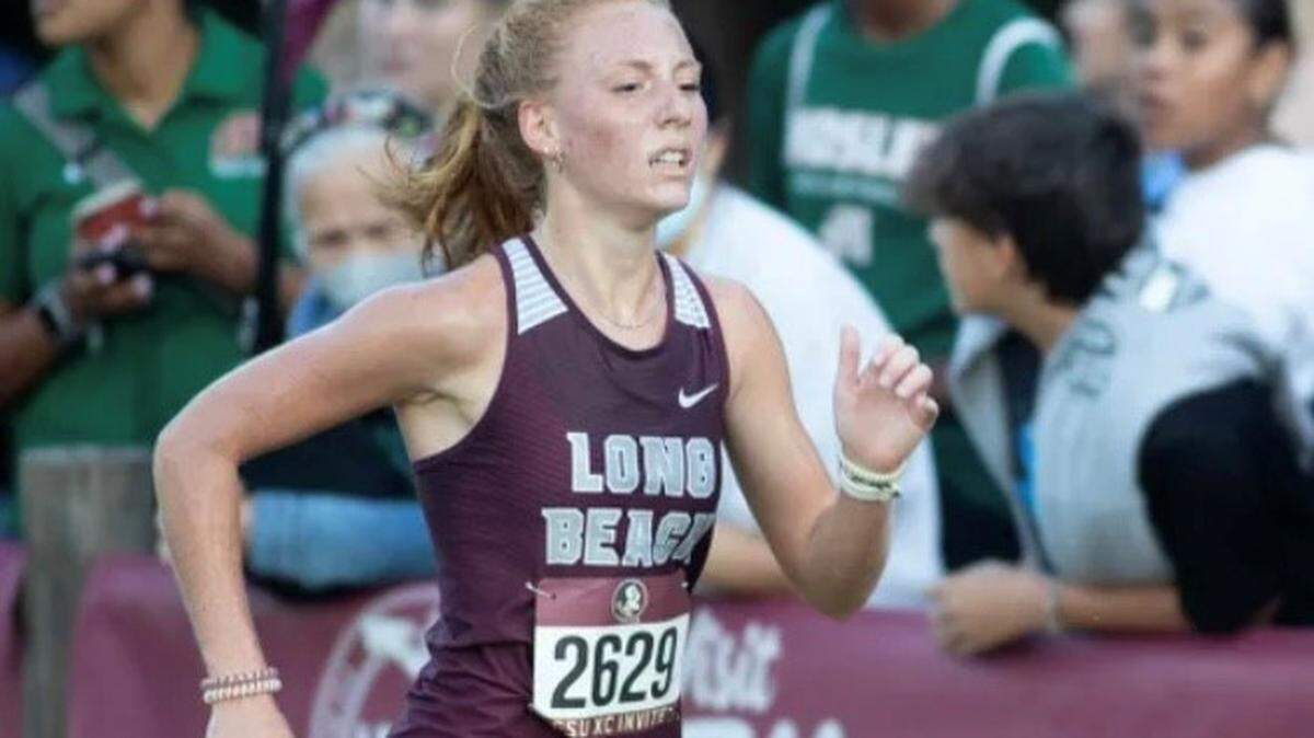 Long Beach runner Brooklyn Biancamano competing at an outdoor event