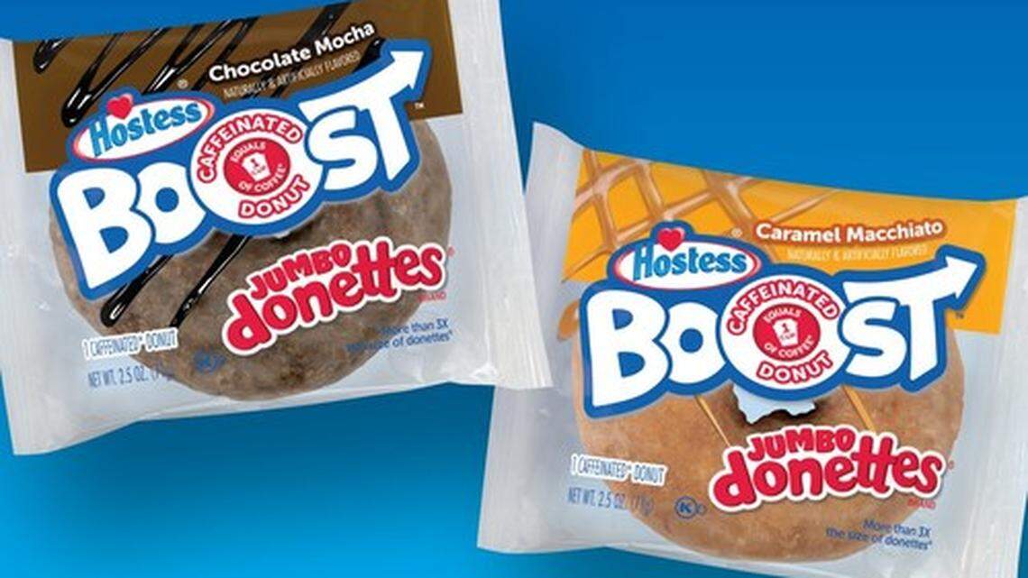 Hostess Brands is introducing new caffeinated Hostess Boost Jumbo Donettes that have slightly less caffeine than a cup of coffee.