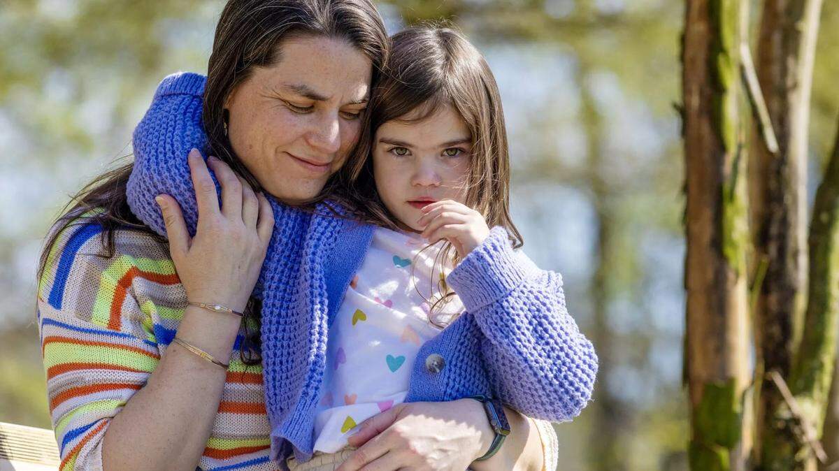 Katie Studdard poses for a photo with her daughter, Elyse Lynn McDill, in Columbus earlier this month.