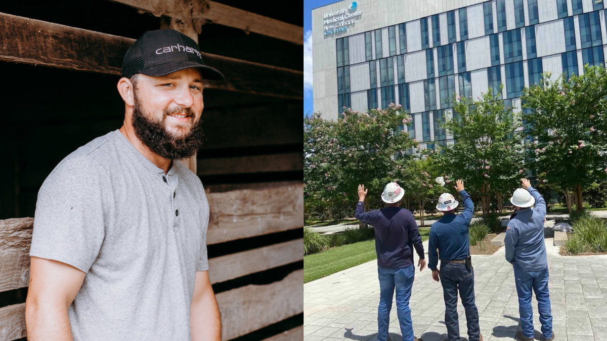 Entergy power company workers wave at Cayce Seal’s hospital room at University Medical Center New Orleans on Saturday, June 26, 2020. Cayce was shocked while working on power lines on Wednesday and will not recover. His organs will be donated to patients in need.