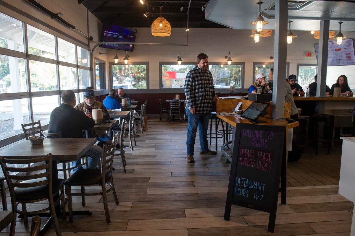 The dining area inside 4 Bulls Farm to Table restaurant in Ocean Springs on Monday, Jan. 6, 2025.